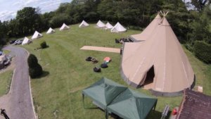 Overhead tipi and bell tents